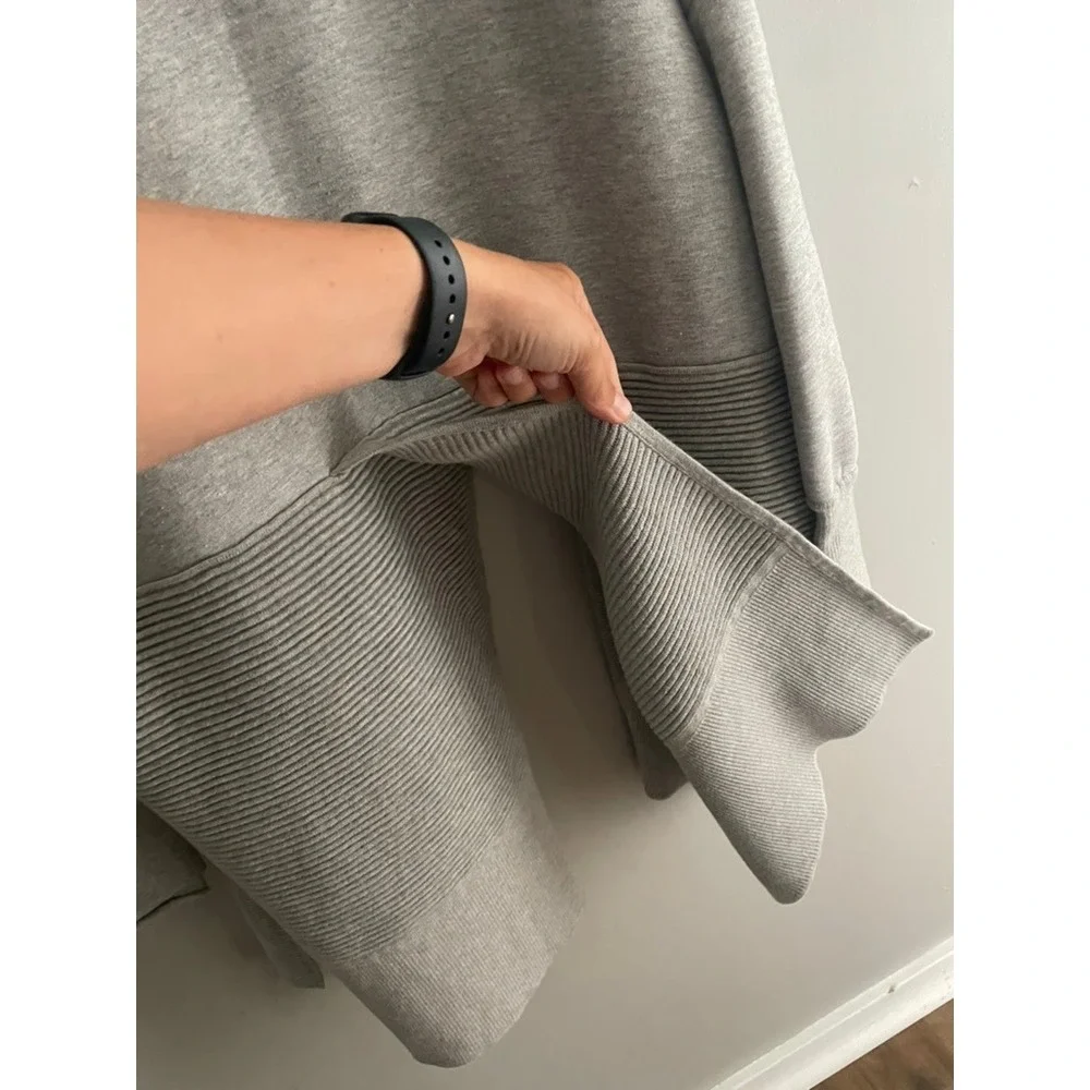 Fundamental Performance Womens XL Gray Fleece Open Front Ribbed Cardigan Wrap